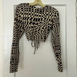 Open back monki long sleeve geometric top